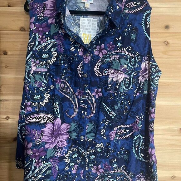 Blue And Purple Paisley Button Up - Picture 1 of 3